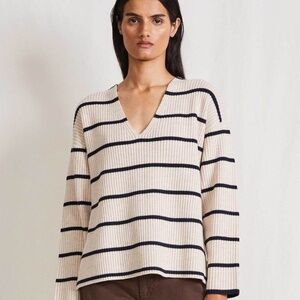 Apiece Apart Maru V Neck Stripe Sweater